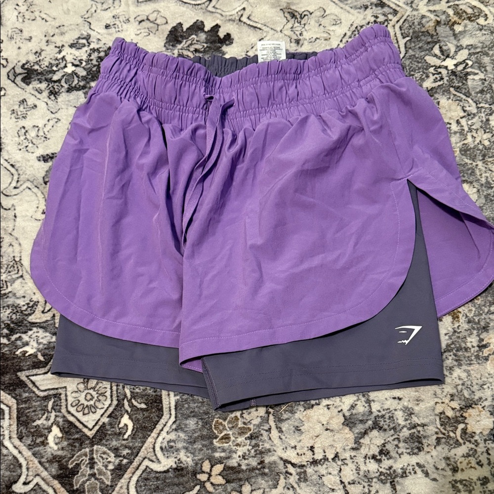 Gymshark Women's Lavender and Gray Athletic Shorts
